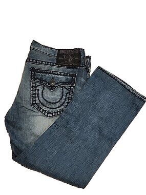 TRUE RELIGION size 42 30 Mens SUPER T Ricky Thick Stitch Vintage denim Jeans
